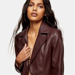 RARE Topshop faux leather blazer in oxblood